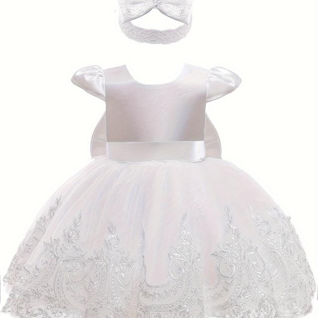 TEMU Newborn Kids Clothes Baby Girls Dress Infant Wedding Dress For Baby 1st Birthday Party Lace Dress