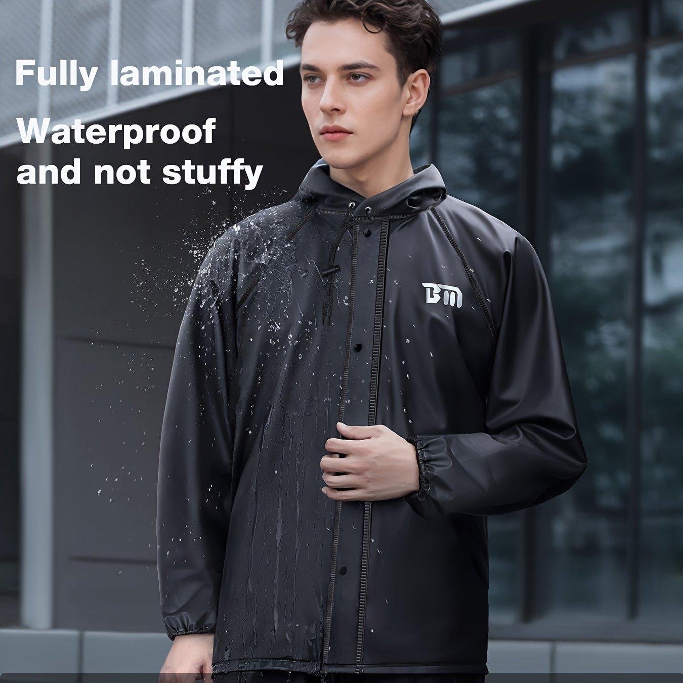 TEMU Bm Men's Lightweight Workwear Raincoat, Top + Pants Set, High Quality For , Suitable For Outdoor Work, Camping, Hiking, Mountaineering, And Fishing. Sizes Run Small, Ordering 1