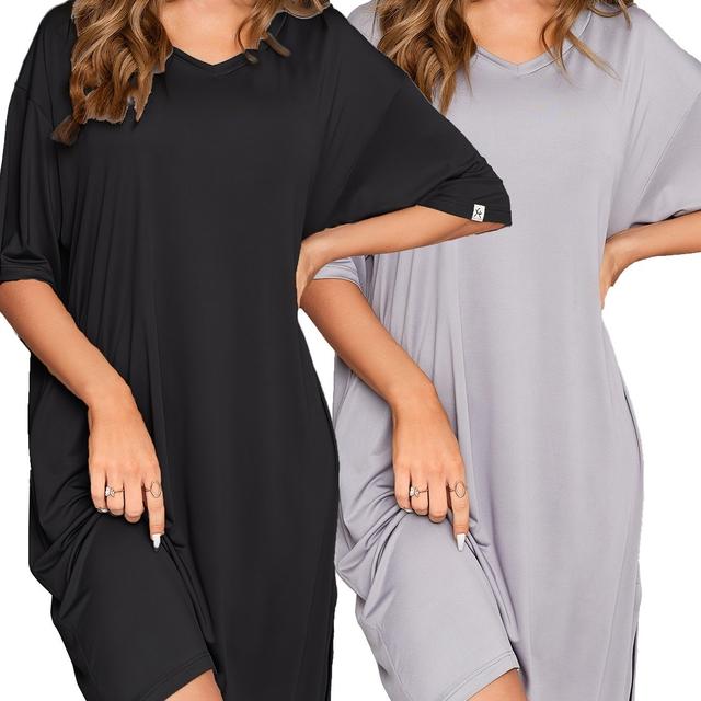 TEMU V-neck Combination One-piece Sleep Dress-j88423878