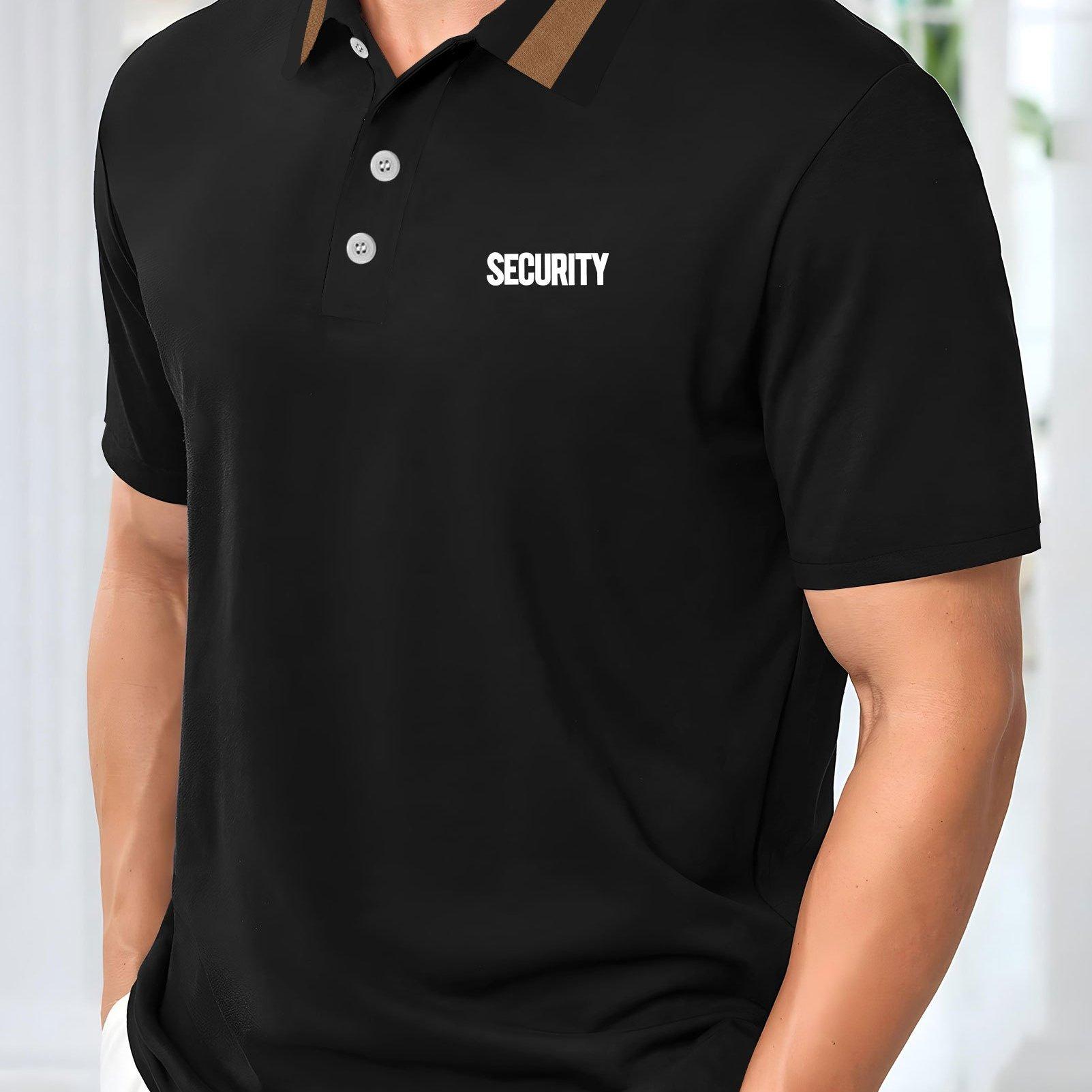 TEMU Men's Plus Size Golf Shirt, Polyester 100% Knit Fabric, Slight Stretch, Regular Fit, Summer Lapel Collar, Casual , Alphabet Pattern, 210g/m² - Big & Tall