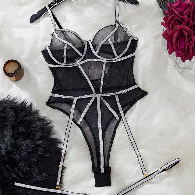 TEMU Új Európai és Amerikai Stílusú Hálós Szexi Testheveder Lábszíjas Kivitelben
