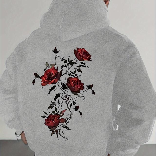 TEMU 's Casual Hoodie, Long-sleeve Pullover, With Slight Stretch, Made From Knitted Polyester Fabric, A Standard Men's Sweatshirt