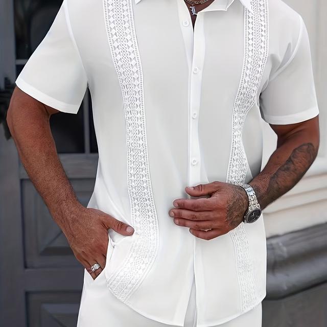 TEMU Camisa de Hombre con Cuello de Botones y Estampado Original