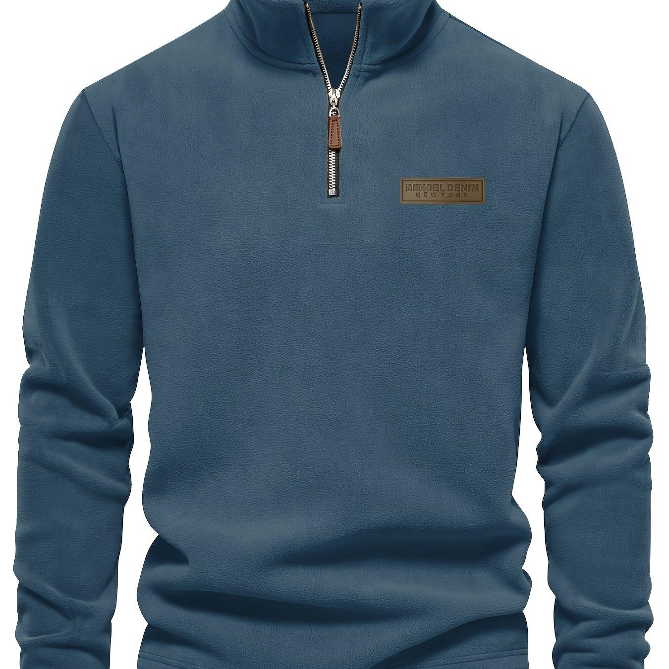 TEMU Camiseta Henley de Invierno para Hombre con Forro Polar Grueso, Sudadera con Cremallera y Cuello , Top