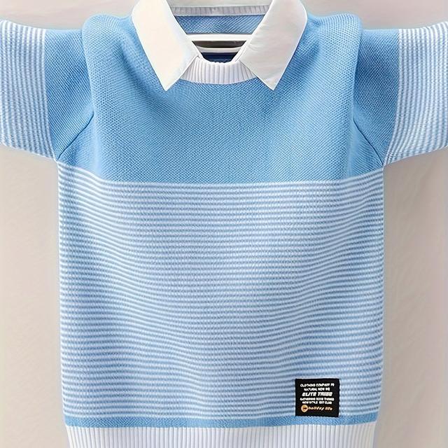 TEMU Boys' Sweater 2024 Autumn New Mid-to-large Size Knit Top Fall Boy Sweater Trendy