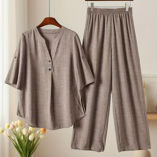 TEMU 2025 Summer New Short Sleeve Stylish Cool Casual Fashion Simple 2pcs Set