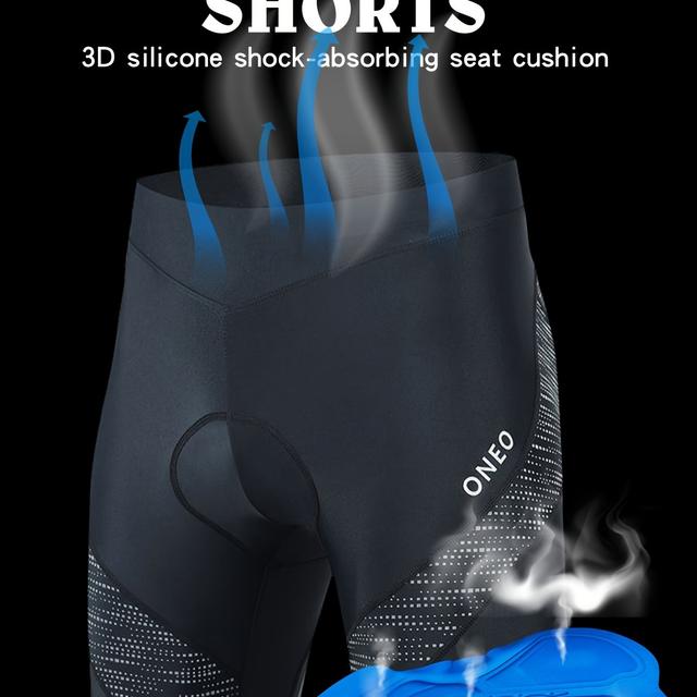 TEMU Oneo Men' High-density Cushioned Cycling Shorts - Firm Compression Pants With Moisture-wicking Technology, For Mountain/ Biking, Spring-summer-fall, Hand Washable Suitable For Riding & Biking