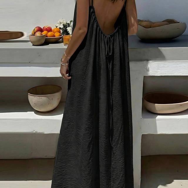TEMU Neues rückenfreies Camisole-Langrockkleid im lockeren Urlaubsstil für Damen