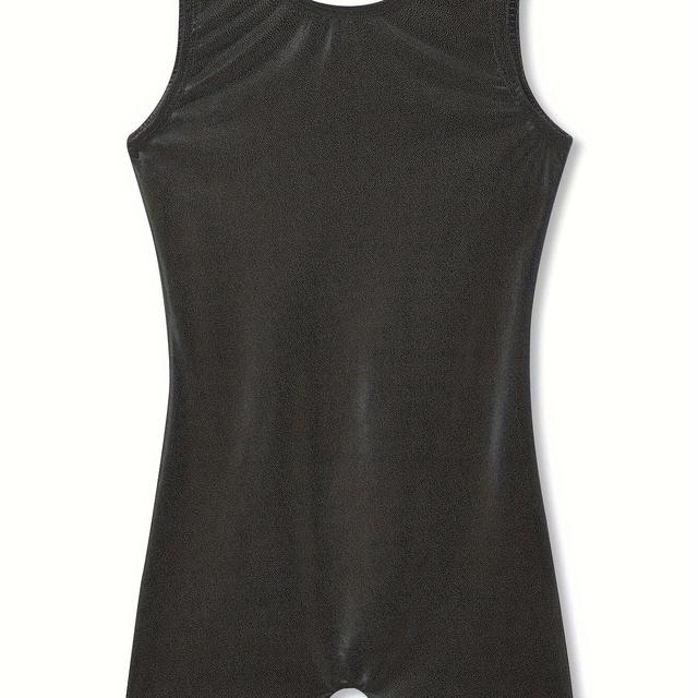 TEMU Justaucorps de gymnastique pour filles, lustré, danse, argenté, couleur unie, vêtements d'entraînement de gymnastique, pour l'extérieur