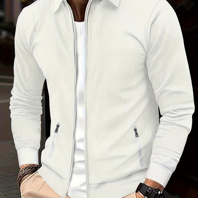 TEMU Track Jacket, Men's Casual Baseball Collar Solid Up Jacket For