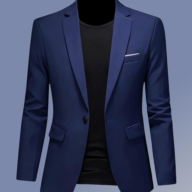 TEMU 1pc Chaqueta de Traje Ligera para Hombre - Estilo Ligero, Moderno, Casual, Versátil, Color Sólido, Bolsillo en el Pecho (Incluye Solo la Chaqueta de Traje)