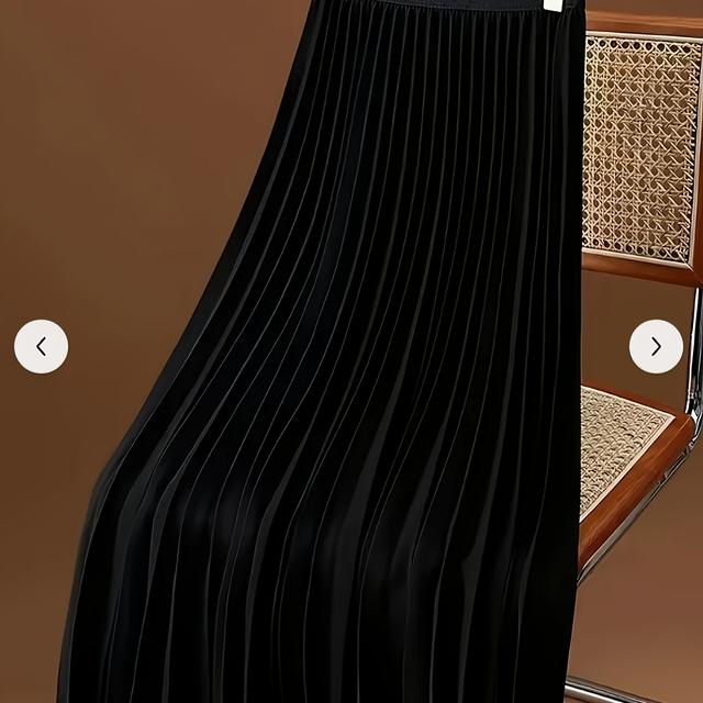 TEMU Falda Midi Casual de -Verano con Pliegues en el Dobladillo, Ropa de Mujer, Color Sólido