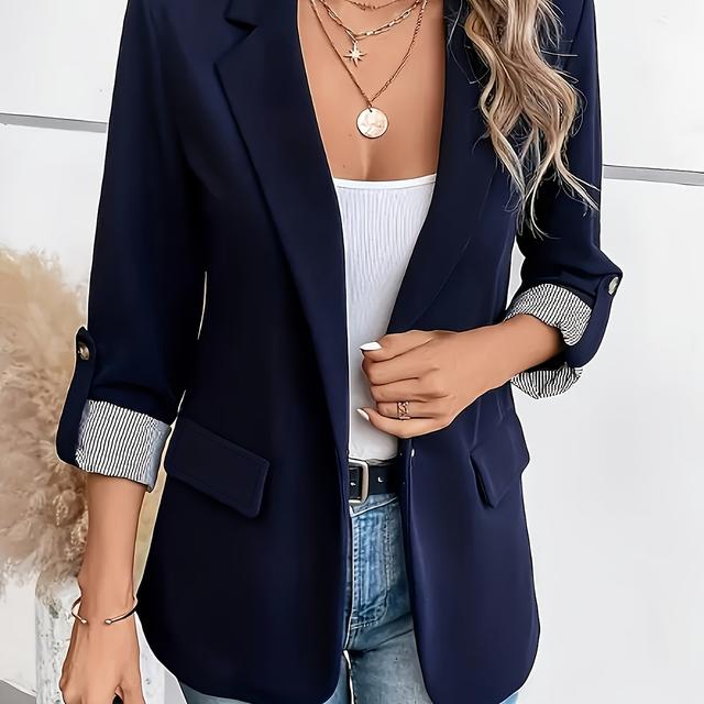 TEMU Button Slim Fit Rolled Sleeve Jacket