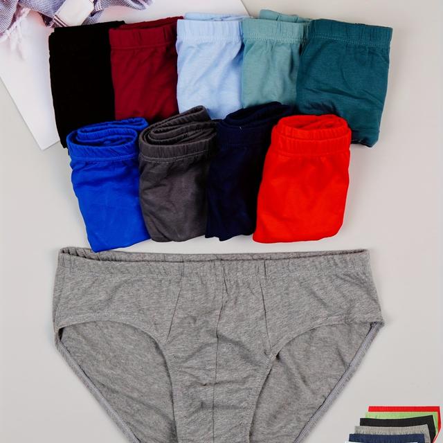 TEMU Set Of 4 Random Color Men' Color Mid-rise Comfortable Casual Triangle Underwear