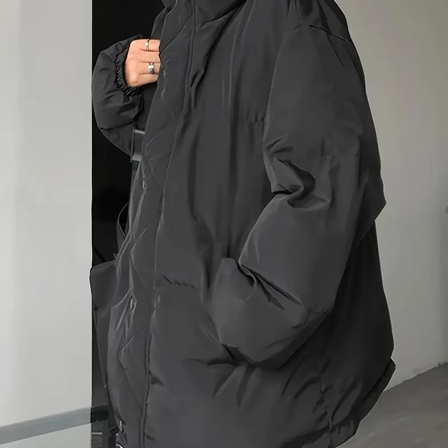 TEMU メンズダウンジャケット冬コートスタンドネックハイネック軽量厚手保温防風暖かい通勤ビッグサイズジャケットカジュアルクールゆったり純色冬服コート