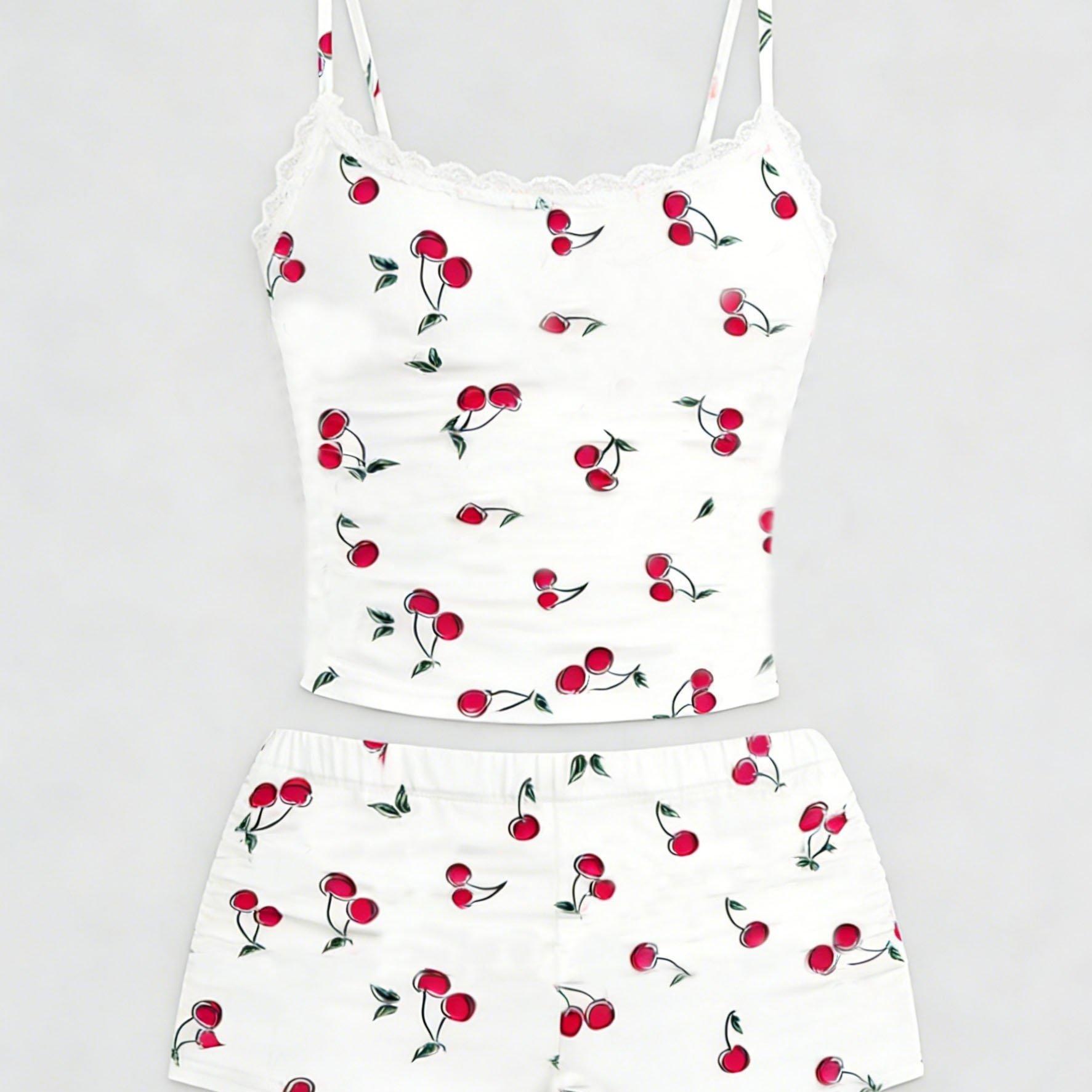 TEMU Must-Have für den Sommer 2026! Kirsch-Spitzen-Träger-Top + Plissierte Shorts Set – Wechsel zwischen süßen Stilen, für das Jahr des Pferdes-Festivals Dates mit voller Atmosphäre