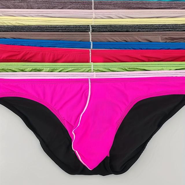 TEMU Random 7-piece Set Of Large Sac Men's Briefs, Breathable And Comfortable, Narrow Edge, Fashionable Contrast Color Shorts, Low Waist, Cool Underwear