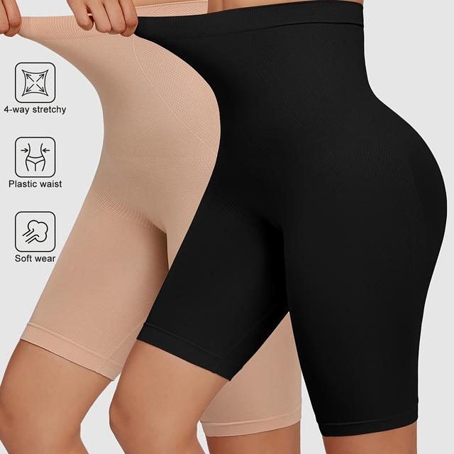 TEMU 2pcs -waist Seamless Shaping Shorts For Women - Tummy Control, Butt Lifting, Anti-chafing Safety Pants, , Plastic Waist, Elegant Design, Lifestyle Apparel, Stylish Shapewear, Shapewear