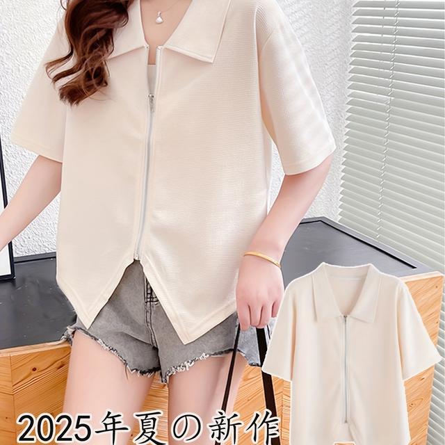 TEMU レディース夏用ジップ付きTシャツ・ポロシャツ・半袖Tシャツ