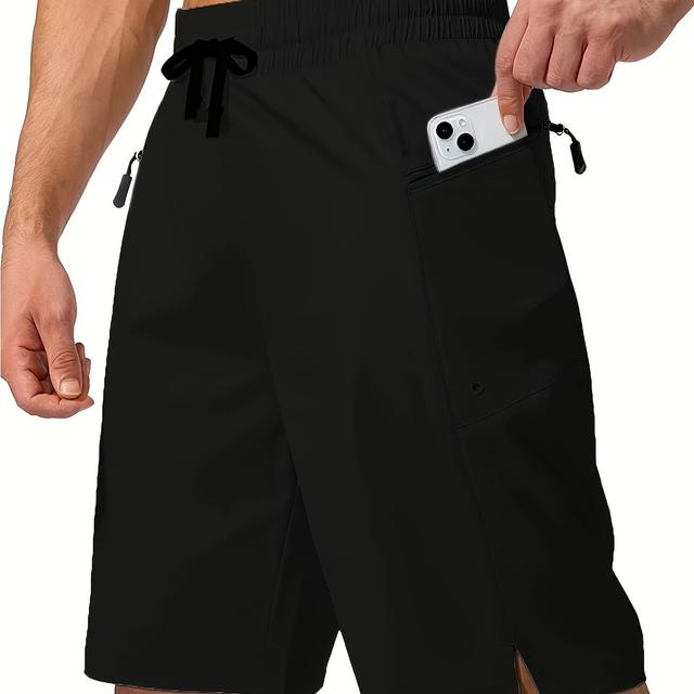 TEMU Schnelltrocknende Herren Badehose mit Reißverschlusstaschen, Strandshorts ohne Mesh-Futter