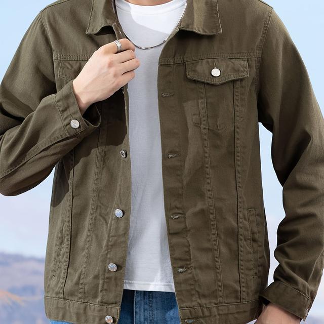 TEMU Jaqueta Jeans Estilo /Outono para Homens e Adolescentes, Casual e Sofisticada com Botões