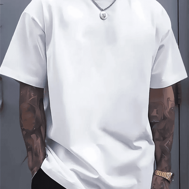 TEMU -shirt uni coupe , adapté aux hommes et aux femmes, respirant, grande taille avec une texture délicate, T-shirt à col rond à séchage rapide, T-shirt imprimé tendance et chemise imprimée