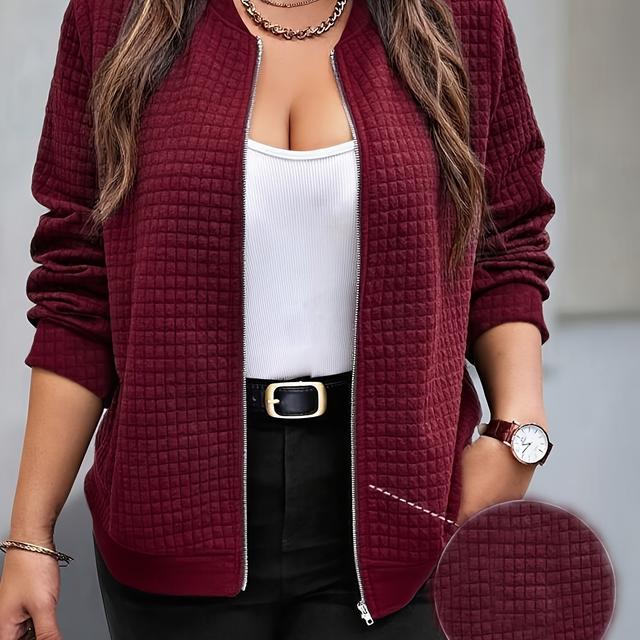 TEMU Chaqueta de Cuadros Casual de Talla Grande, Cárdigan Holgado con Cremallera, Top Versátil