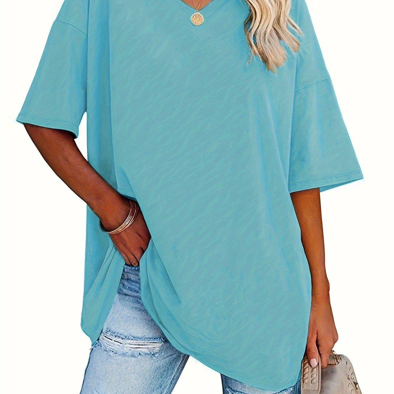 TEMU Plus Size, -border European And American Women's Spring/summer New Loose Fit Half-sleeve Waist-tied Top