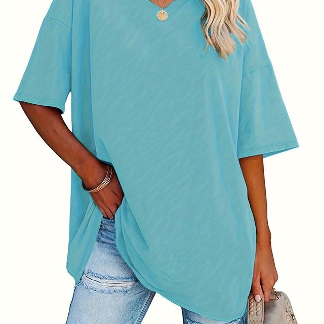 TEMU Plus Size, -border European And American Women's Spring/summer New Loose Fit Half-sleeve Waist-tied Top