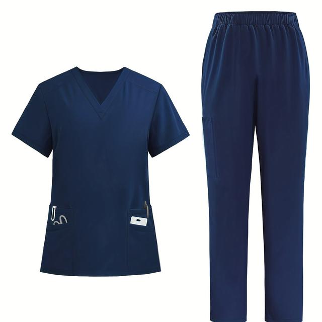 TEMU Women's Casual Uniform Workwear Set Medical Brushing Suit