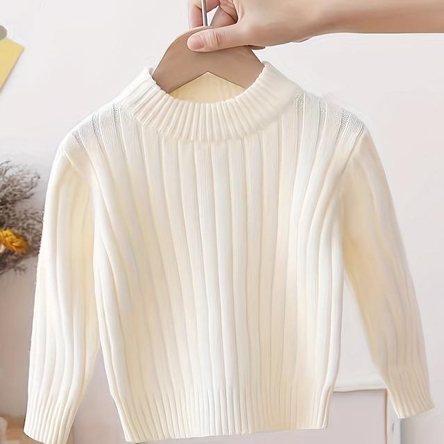 TEMU 's Sweater Autumn And Winter New Style Round Neck Knitwear For Boys And Girls, Inner Layer Or Outer Wear Pullover