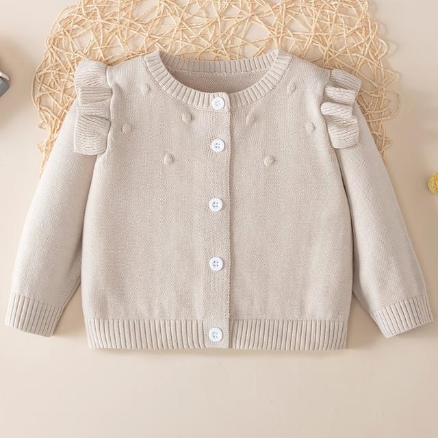TEMU New Knitted Cardigans For Autumn And Winter, Suitable For Baby Girls And Young Ladies. The With Wavy Lace Embellishments Showcases The And Fashionable Girls