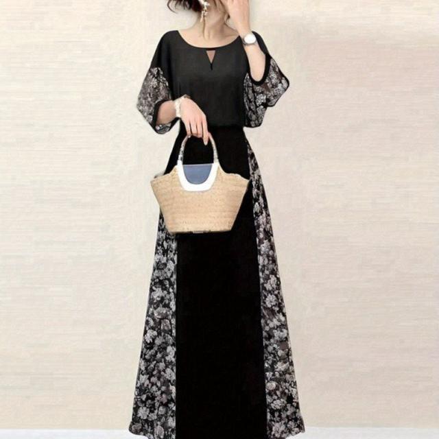 TEMU 日本製2025年夏新作ルドレス、ライン、中空袖、ル通気性Aラインスカート、田園風トスカート