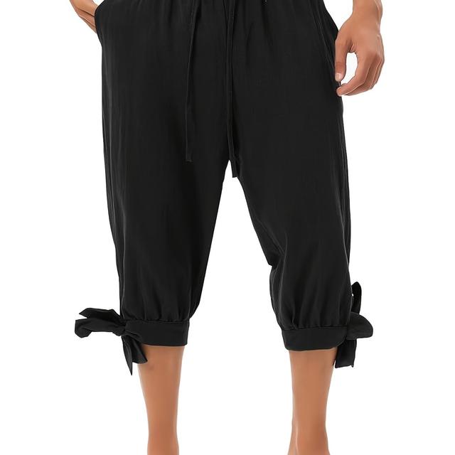 TEMU Men's Medieval Renaissance Pirate Costume Pants - Adjustable Waist With Belt & , Hem, Pouch Pocket - Historical Role-play, Renaissance Fairs, Cosplay, Themed Events (loose-fit Renaissance/)