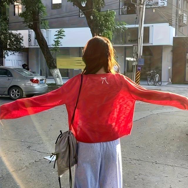 TEMU Women's Lightweight Fiber Cardigan With Embroidery - Casual Open Front Jacket For Spring Summer Fall, Vacation & Casual Attire, Spring Outerwear, Summer Fashion, Elegant , Breathable Fabric