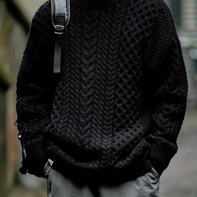 TEMU Fashionable Oversized Pullover Sweater For Men, Plus Size