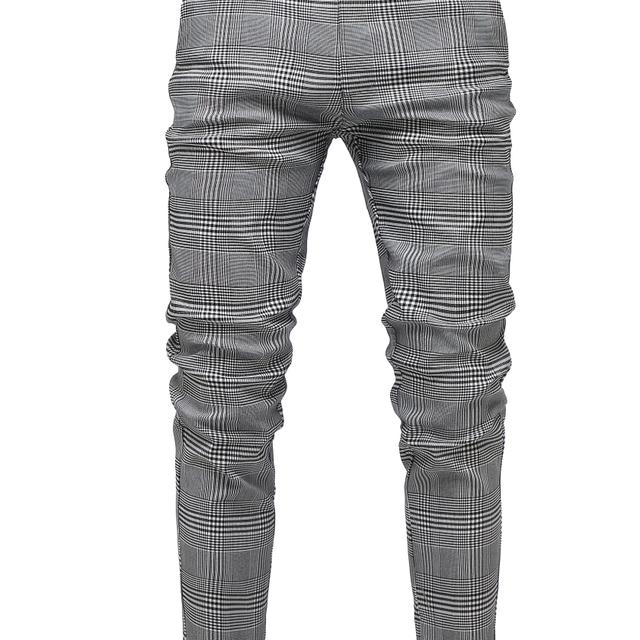 TEMU Pantalones de hombre a cuadros clásicos y modernos para negocios, elegantes pantalones de traje ajustados y versátiles, adecuados para diversas ocasiones