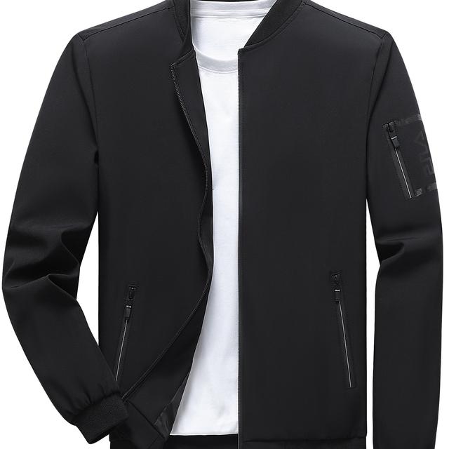 TEMU Herrenjacken Mit Reißverschluss Und Stehkragen, Lässiger Mantel Mit Reißverschlusstaschen Für Herbst Und Winter, Herrenbekleidung