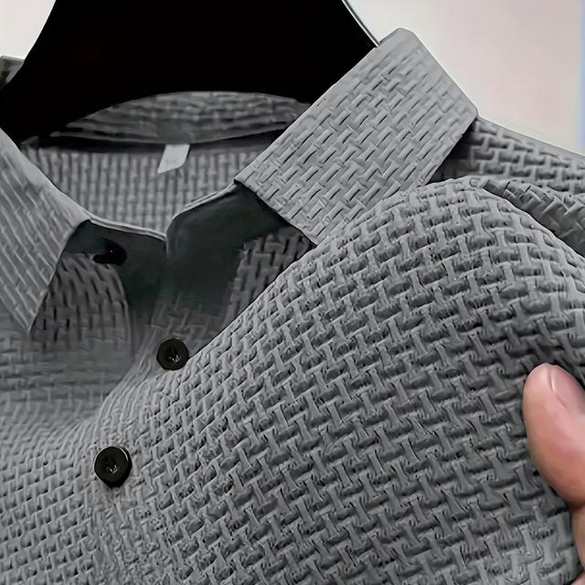 TEMU Camiseta casual de moda para hombres tallas grandes con cuadros pequeños y manga corta en color sólido