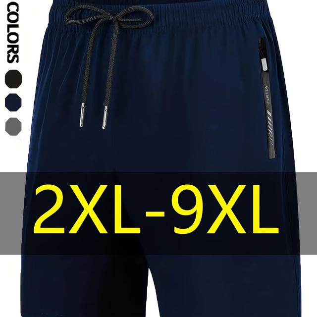 TEMU Pantalones cortos para hombre de talla grande, anchos y extragrandes, ligeros, con bolsillo de cremallera, extragrandes, hasta la rodilla, 2XL 3XL 4XL 5XL 6XL 7XL 8XL 9XL, TALLA GRANDE