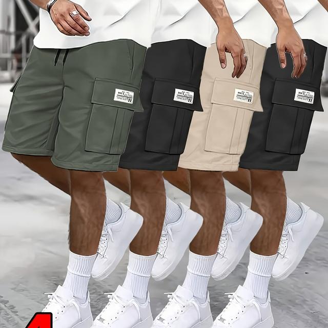 TEMU [high-end Street Shorts] Fourpcs Men's High-end Street Versatile Casual Shorts | Large Pocket Loose Workwear Shorts,