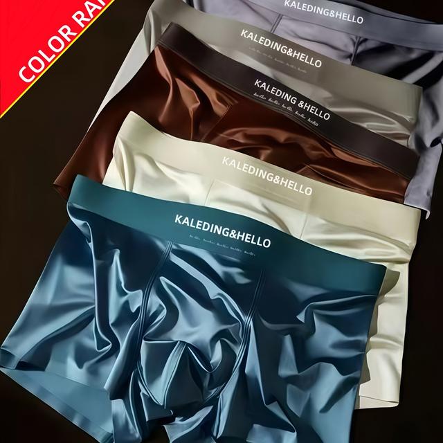 TEMU 4pcs Men's Underwear, Summer Men's Ice Silky Underwear, Men's Boxer Briefs, Soft, Comfortable And Breathable, Smooth To Touch, Men's Shorts