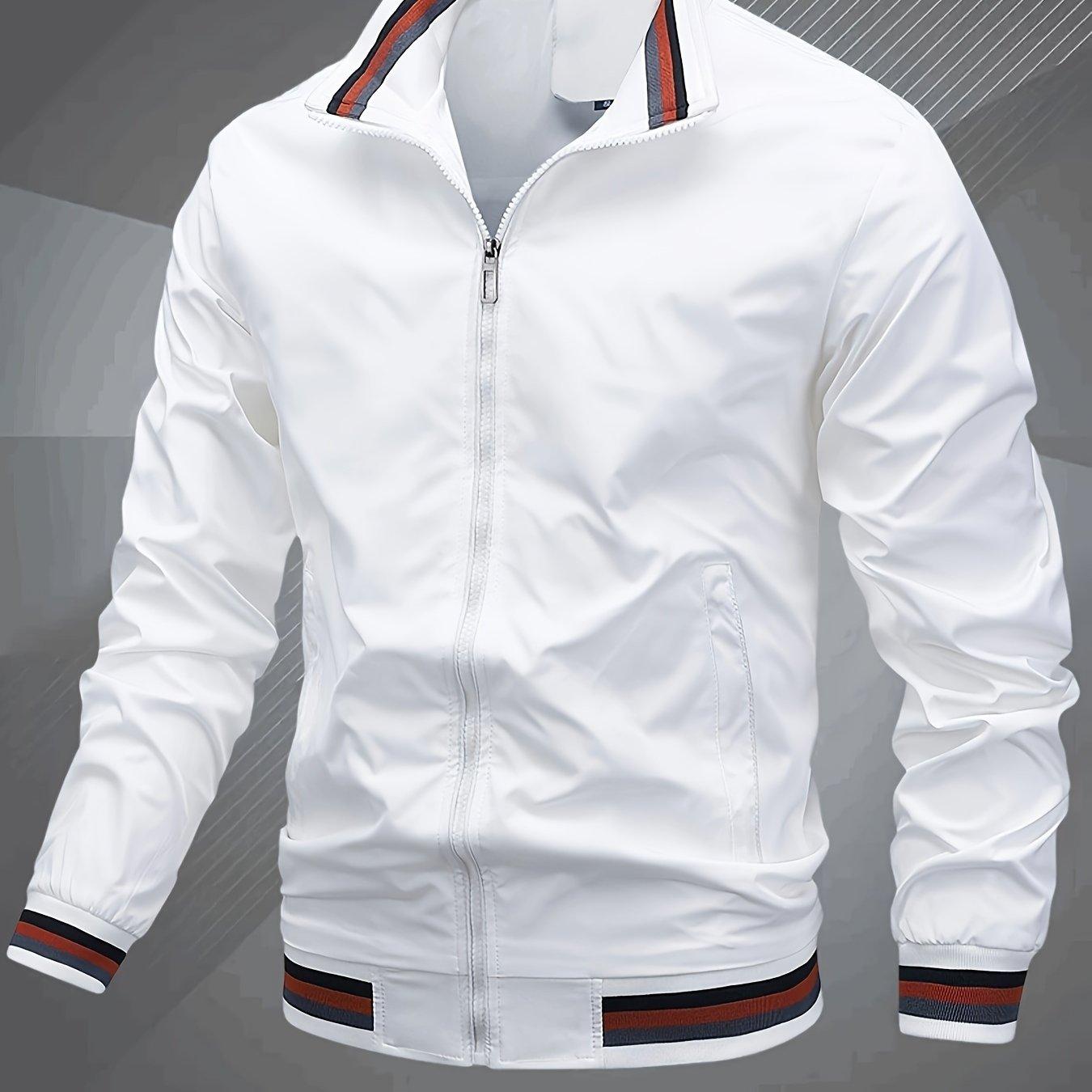 TEMU Men's Baseball Collar Jacket For , Men's Windbreaker Jacket