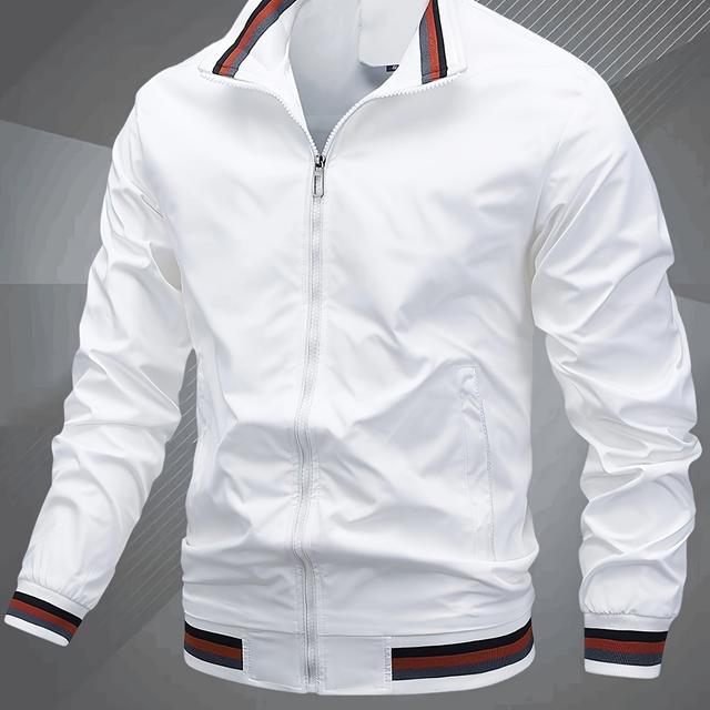 TEMU Men's Baseball Collar Jacket For , Men's Windbreaker Jacket