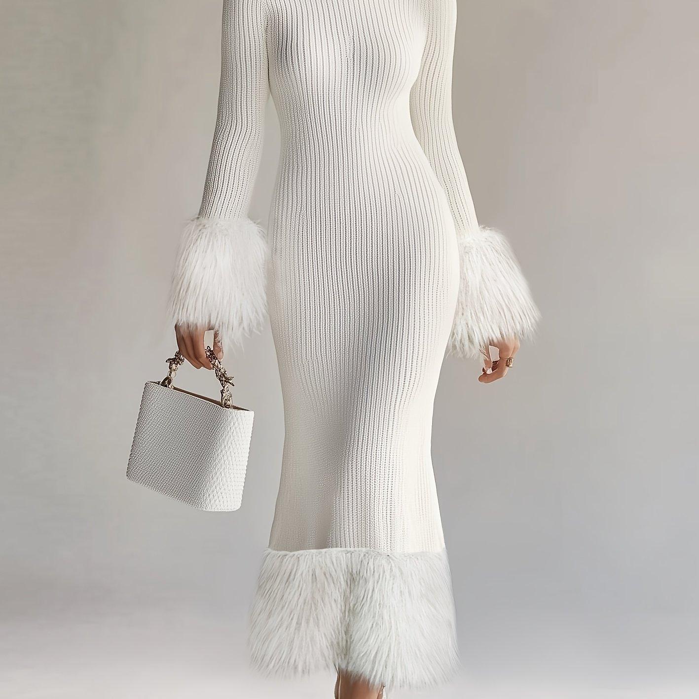 TEMU Vestido elegante de color sólido modal con cintura