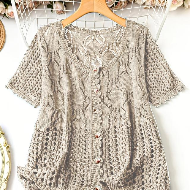 TEMU Cardigan à Manches Courtes Respirant pour un Look Élégant et Grande Taille