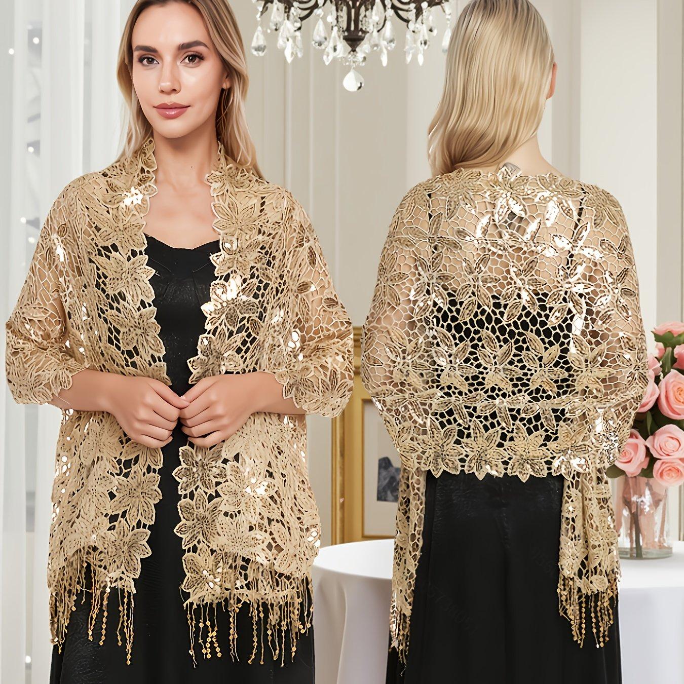 TEMU Talla Grande - Talla Grande - Moda y Verano Boda Lujo Lentejuelas Hechas a Producción Vestido de Mujer Vintage Estilo 1920S Chal