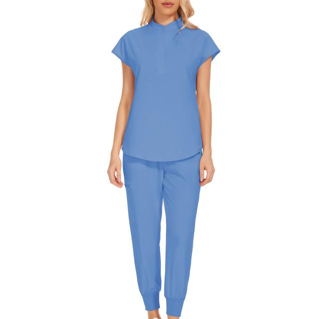 TEMU Women's Scrub Set Including Top And Pants For Hospital Surgeries, Dental , And Beauty Salons