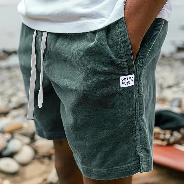 TEMU Herren Cordshorts in Übergröße in Unifarben mit einzigartigem Label, mit -Einsätzen und Kordelzug, für lässige, stylische und bequeme Sommer-Streetwear, Übergröße