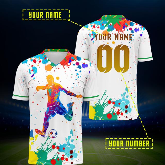 TEMU Custom Name And Number, V-neck Football Sportswear Comfortable And Fitting, Personalized Party Summer Party Outdoor